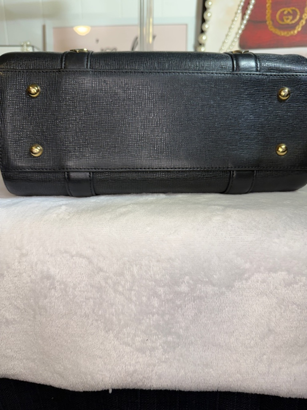 MCM Vintage Black Leather Boston Satchel Barrel Bag Made in Korea Authentic - Picture 6 of 17
